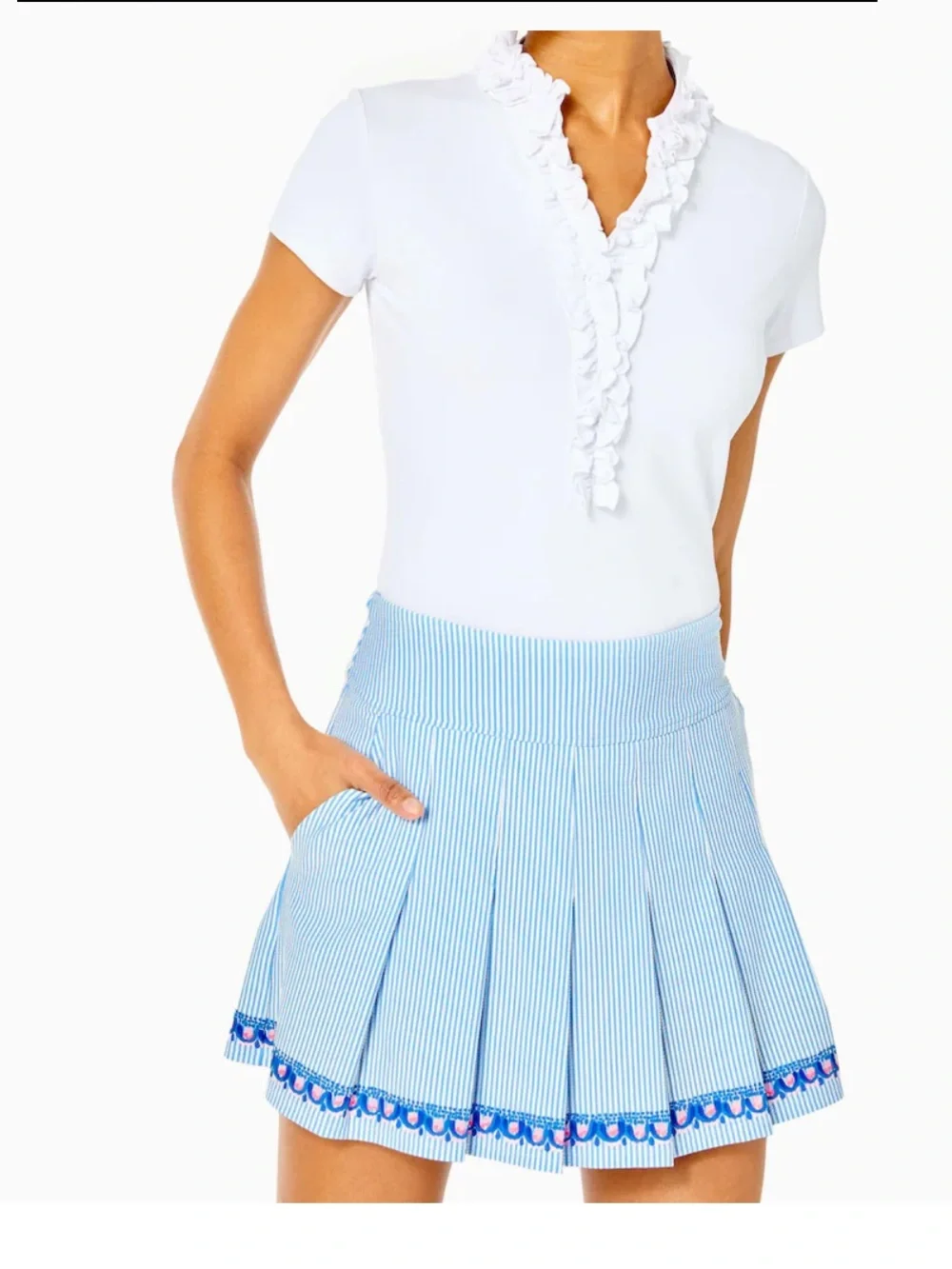 NWT Lilly Pulitzer Priska Skort Blue Peri Seersucker Size 10 - Picture 1 of 4